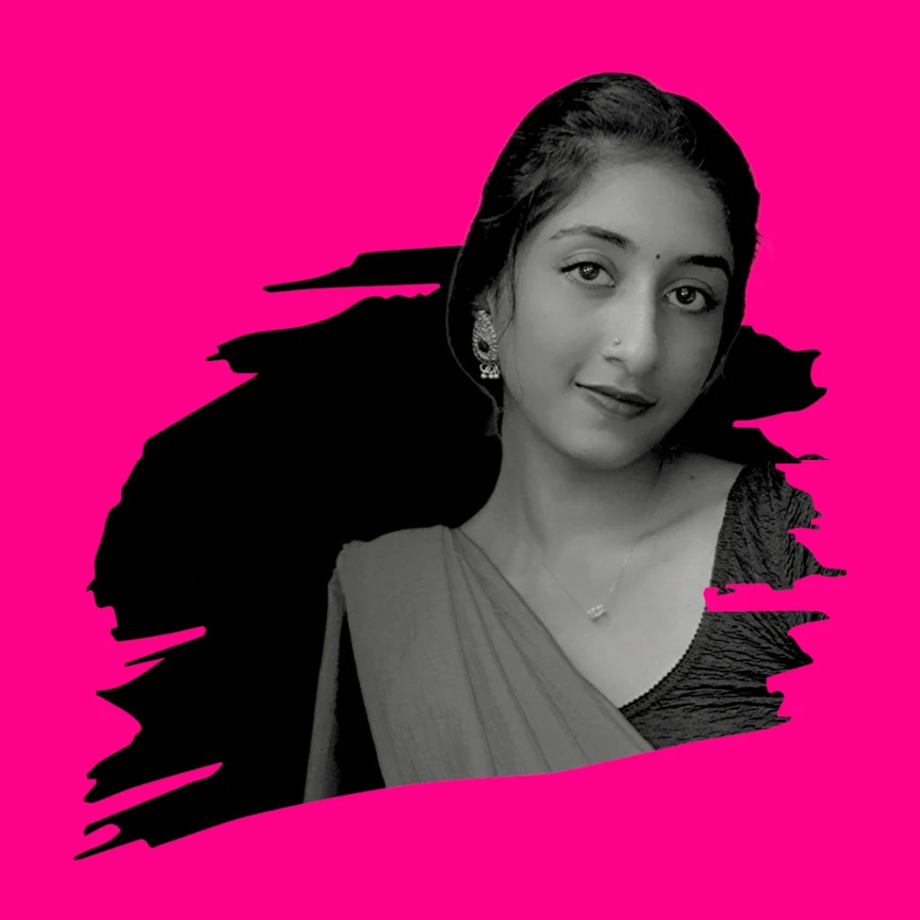 digital marketing analyst in Calicut with a creative black and pink graphic background